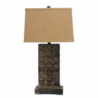 4.75 x 9.5 x 29.5 Brown Vintage With Metal Pedestal - Table Lamp