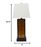 13 x 15 x 30.75 Black Metal With Yellow Brick Pattern - Table Lamp